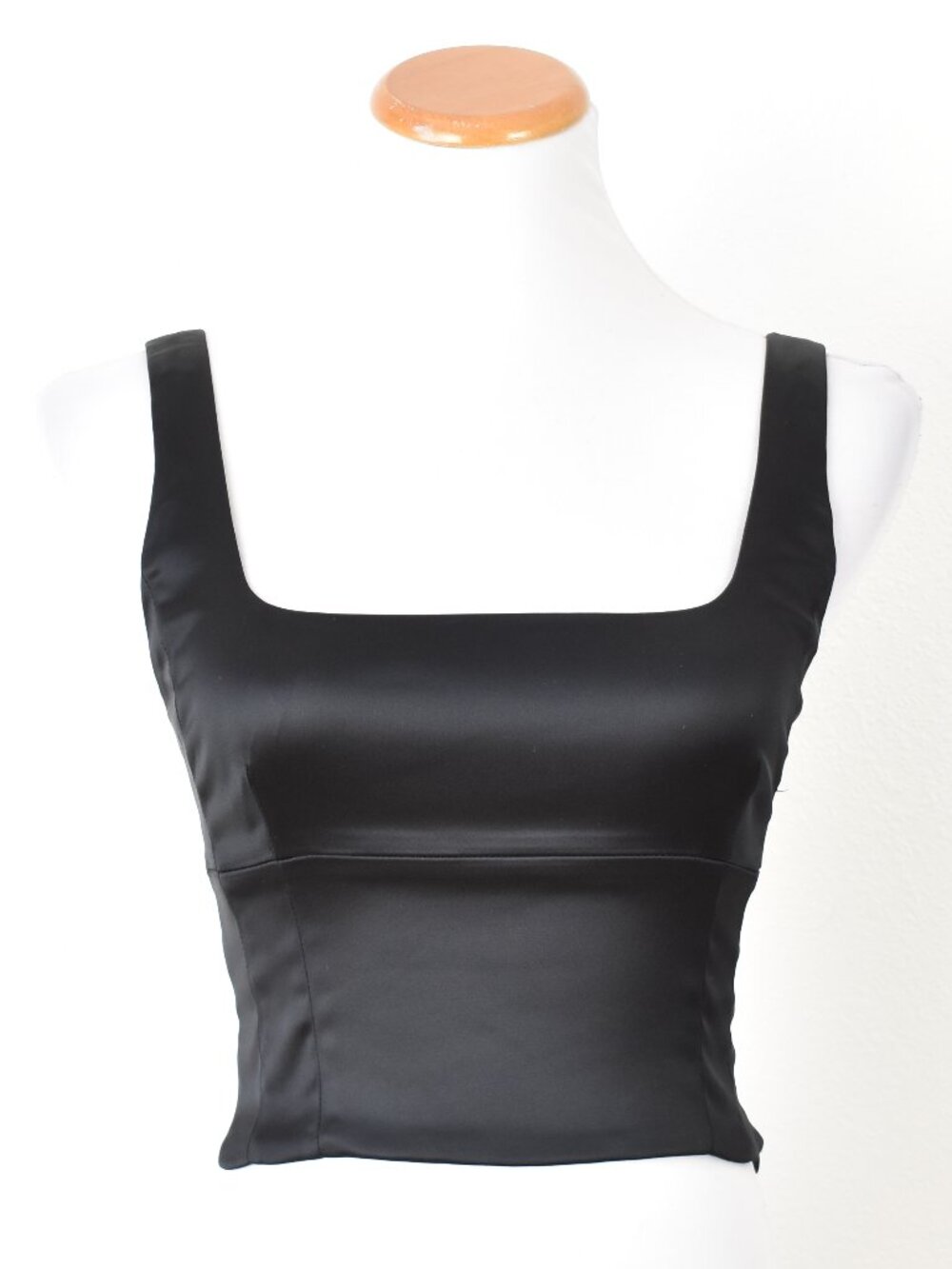 Aritzia Wilfred Shine Satin Bustier Crop Top Black - XS
